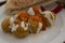 Falafel - authentic food of Israel. Plate of falafels with tahini sauce and chili pepper.