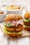 Falafel burger on a wooden rustic table