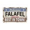 Falafel old grunge METAL RUSTED SIGN on white, vector illustration