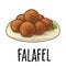 Falafel with sauce - dish middle eastern traditional food. Vector flat color icon isolated on white