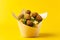 Falafel tasty fast food street food for take away on yellow background