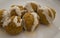 Falafels in tahini sause. Authentic israeli food close up photo. Healthy eating concept.