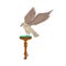 Falcon bird on the block perch with artificial grass and tethering ring, vector Falconry training equipment bird hunting