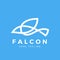 Falcon Bird Line Symbol With Soft Shadows. Abstract Vector Icon, Sign or Logo Template.