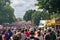 Falcon Heights, MN - August 25, 2019: Crowds of people enjoy the Minnesota State Fair on a weekend afternoon, breaking attendance