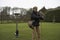 Falconer with hooded falcon - Dunrobin Castle