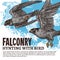 Falconry hunting, wild falcon birds