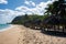 Fale`s on a white sand beach at Lalomanu, Samoa