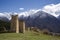 Falhat tower complex in Ingushetia in spring