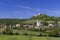 Falkenstein ruins and town with vineyard, Lower Austria, Austria