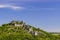 Falkenstein ruins and town with vineyard, Lower Austria, Austria