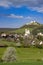 Falkenstein ruins and town with vineyard, Lower Austria, Austria