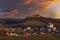 Falkenstein ruins and town with vineyard, Lower Austria, Austria