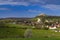 Falkenstein ruins and town with vineyard, Lower Austria, Austria