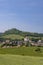 Falkenstein ruins and town with vineyard, Lower Austria, Austria