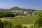 Falkenstein ruins and town with vineyard, Lower Austria, Austria