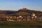 Falkenstein ruins and town with vineyard, Lower Austria, Austria