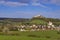 Falkenstein ruins and town with vineyard, Lower Austria, Austria