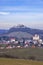 Falkenstein ruins and town with vineyard, Lower Austria, Austria