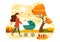 Fall Activity Vector Illustration with Activities like a People Rides a Bicycle, Read Book, Relax or Jogging in the Autumn City