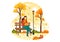 Fall Activity Vector Illustration with Activities like a People Rides a Bicycle, Read Book, Relax or Jogging in the Autumn City