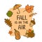 Fall is in the air cartoon colored doodle greeting card