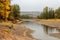 Fall Aspens on the River Banks