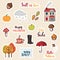 Fall, Autumn Stickers - vector illustration