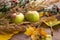 Fall background with apples