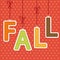 FALL background as retro fabric letters on strings in autumn colors
