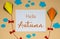 Fall Background With Kite, Clouds and Autumn Decoration and Text Hello Autumn