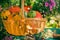 Fall basket autumn harvest garden pumpkin fruits colorful flower