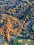 Fall in the City. Aerial View of colorful autumn foliage in housing developments in the city