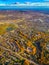 Fall in the City. Aerial View of a colorful autumn foliage in housing developments in the city