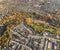 Fall in the City. Aerial View of a colorful autumn foliage in housing developments in the city