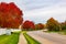 Fall in the City; a major street in a neighborhood Omaha Nebraska  showing beautiful fall colors