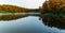 Fall Color Reflections on The Misty Surface Of Boley Lake