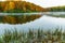 Fall Color Reflections on The Misty Surface Of Boley Lake