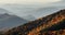 Fall color ridges and rolling hills in the Appalachian mountains of North Carolina