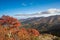 Fall color ridges and rolling hills in the Appalachian mountains of North Carolina