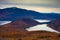 Fall-colored mountain lakes landscape