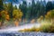 Fall colors along confluence of two rivers