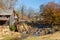 Fall colors at Gresham Mill with small casades in Canton, Georgia