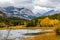 Fall colours at Middle Lake. Bow Valley Provincial Park Alberta Canada