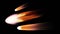 Fall comet from space, fiery tail falling meteorite. Entry of an asteroid comet into the Earth atmosphere on a black background.