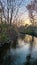 Fall day Huron River at Island Park Ann Arbor Michigan late afternoon