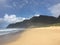 Fall Day with Rainbows at Polihale Beach on Kauai Island in Hawaii.