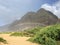 Fall Day with Rainbows at Polihale Beach on Kauai Island in Hawaii.