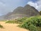 Fall Day with Rainbows at Polihale Beach on Kauai Island in Hawaii.