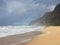 Fall Day with Rainbows at Polihale Beach on Kauai Island in Hawaii.